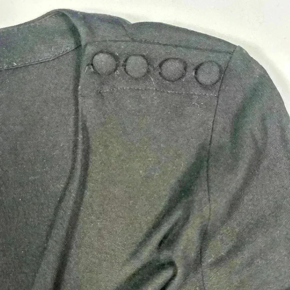 EILEEN FISHER Black Cowl Neck Button Detail ¾ Sleeve Blouse Top Women Med - Picture 4 of 6